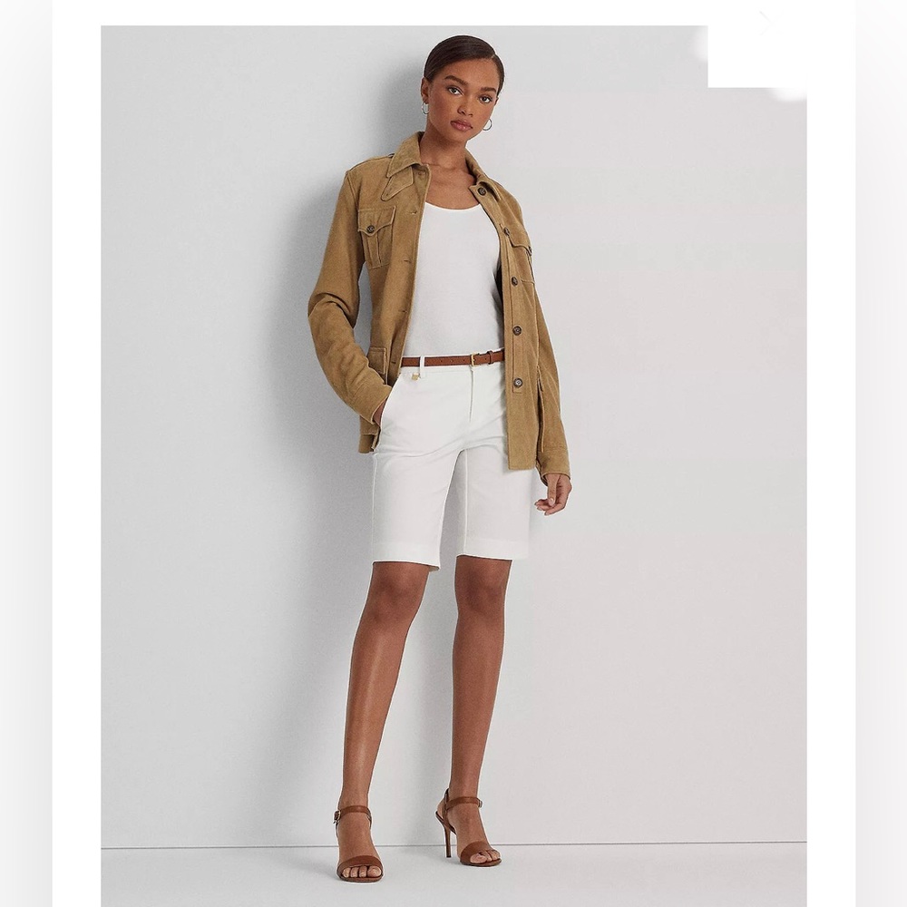 LRL LAUREN ACTIVE RALPH LAUREN White cuffed Bermuda shorts, 97% cotton